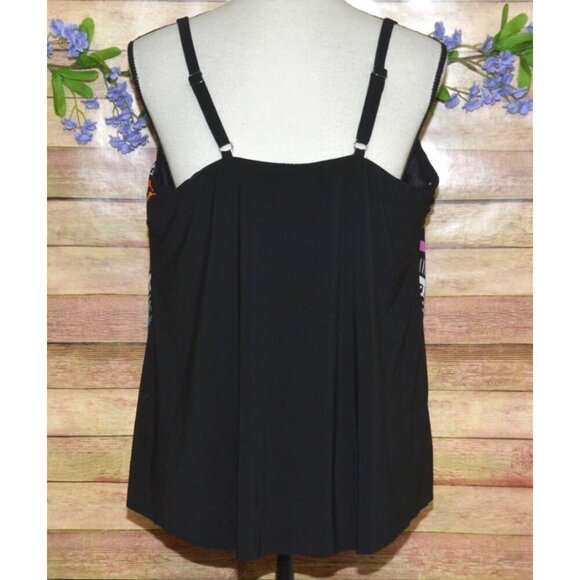 Trimshaper Tankini Top Women's Plus Size 18W Striped Geometric Swimsuit Padded - Picture 7 of 10